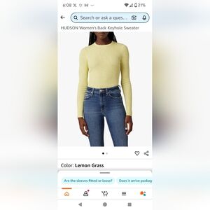 Hudson Keyhole Sweater Top Lemon Grass